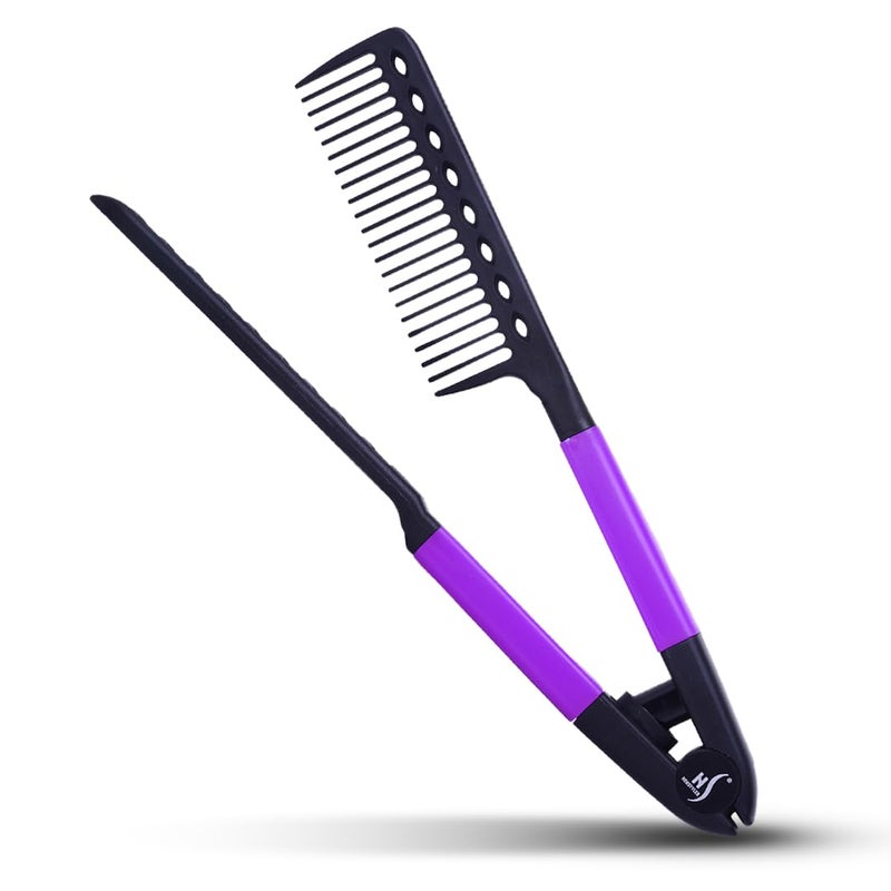 Herstyler Hair Straightening Comb - Straightener Comb for Flat Iron - Makes Styling Easy - Get Straight Hair in Minutes (Purple) - Image 1